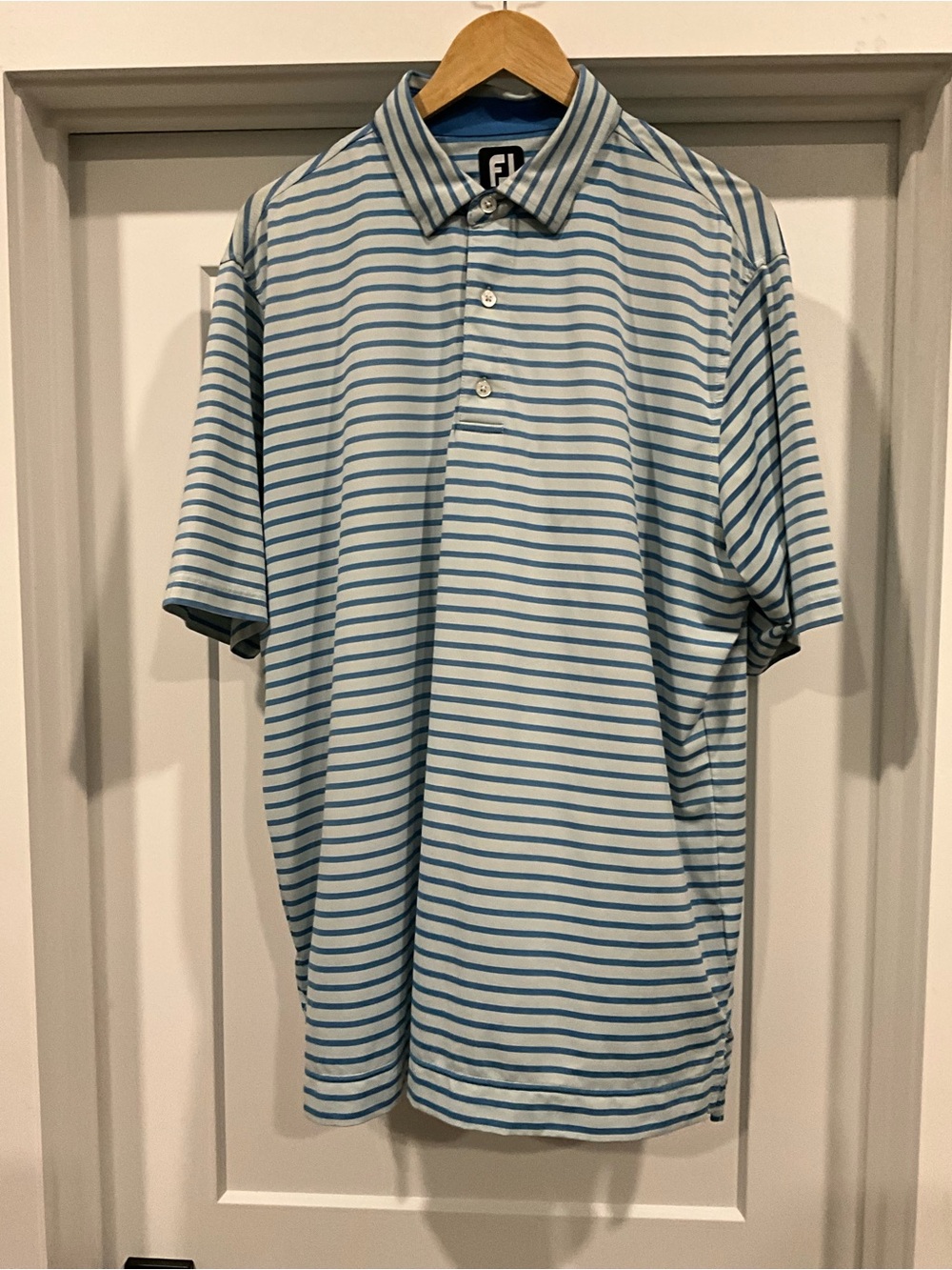 FootJoy Light Blue and Cream Striped Golf Polo